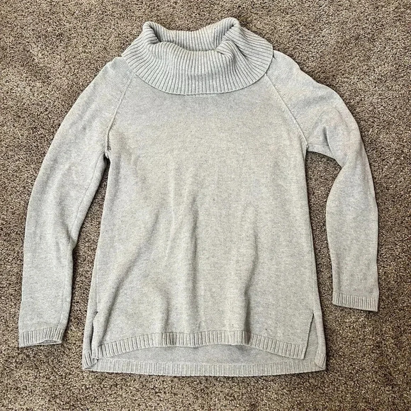 Jeanne Pierre Turtleneck Cotton Organic Chunky Knit‎ Sweater Womens Medium Gray - Picture 1 of 9